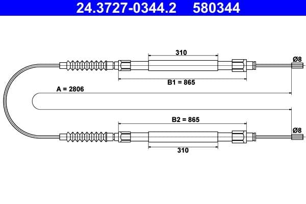 Cablu, frana de parcare ATE 24.3727-0344.2