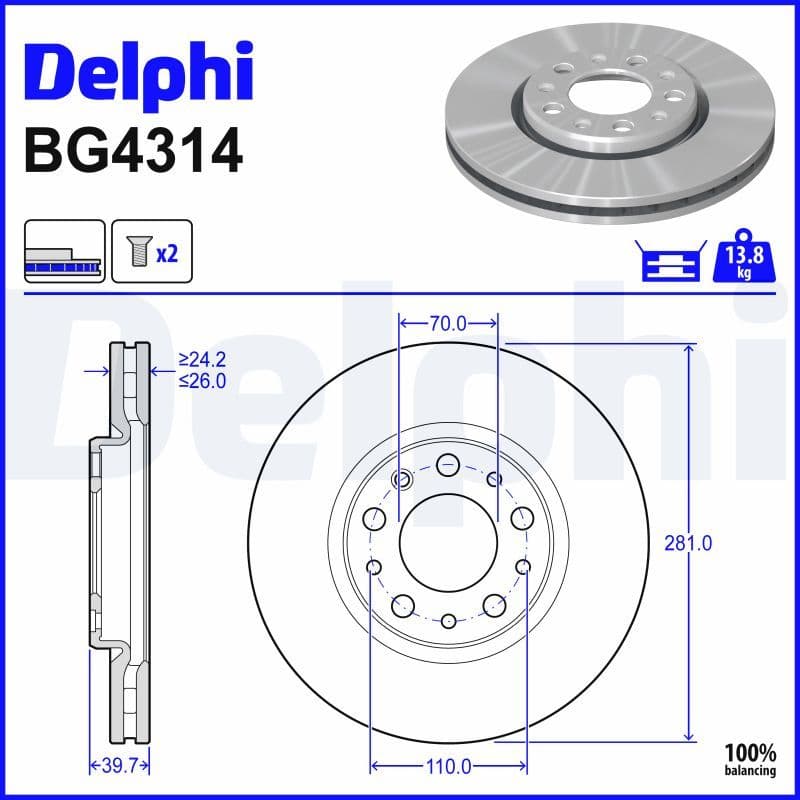 Disc frana DELPHI BG4314