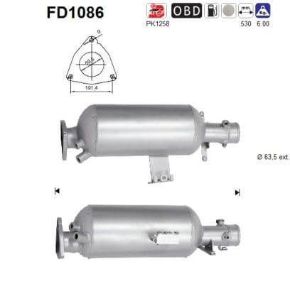Filtru funingine/particule, sist.de esapament AS FD1086