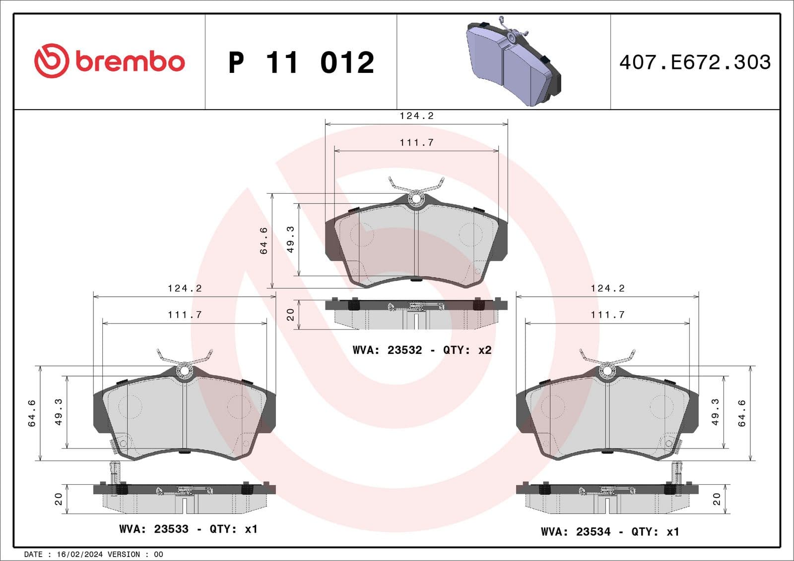 set placute frana,frana disc BREMBO PRIME LINE P 11 012
