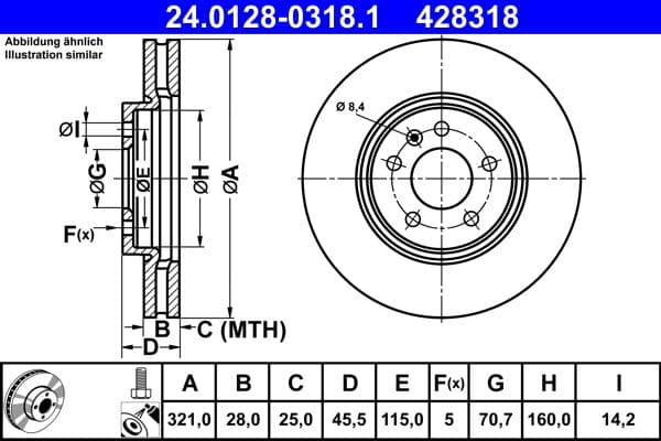 Disc frana ATE 24.0128-0318.1
