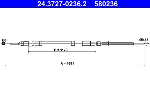 Cablu, frana de parcare ATE 24.3727-0236.2