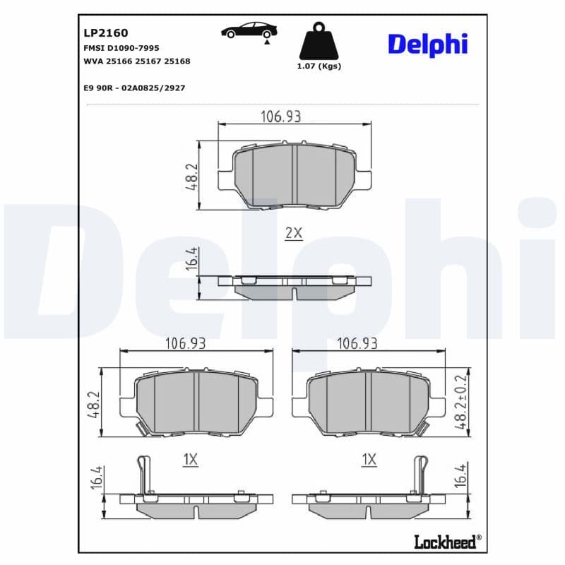 set placute frana,frana disc DELPHI LP2160