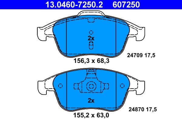 set placute frana,frana disc ATE 13.0460-7250.2