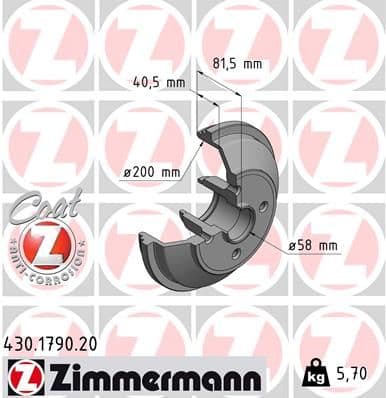 Tambur frana ZIMMERMANN COAT Z 430.1790.20