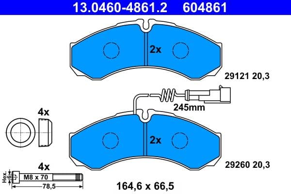 set placute frana,frana disc ATE 13.0460-4861.2