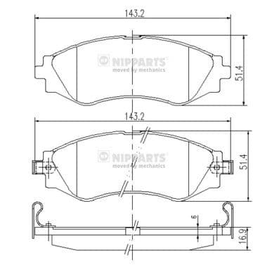 set placute frana,frana disc NIPPARTS J3600902