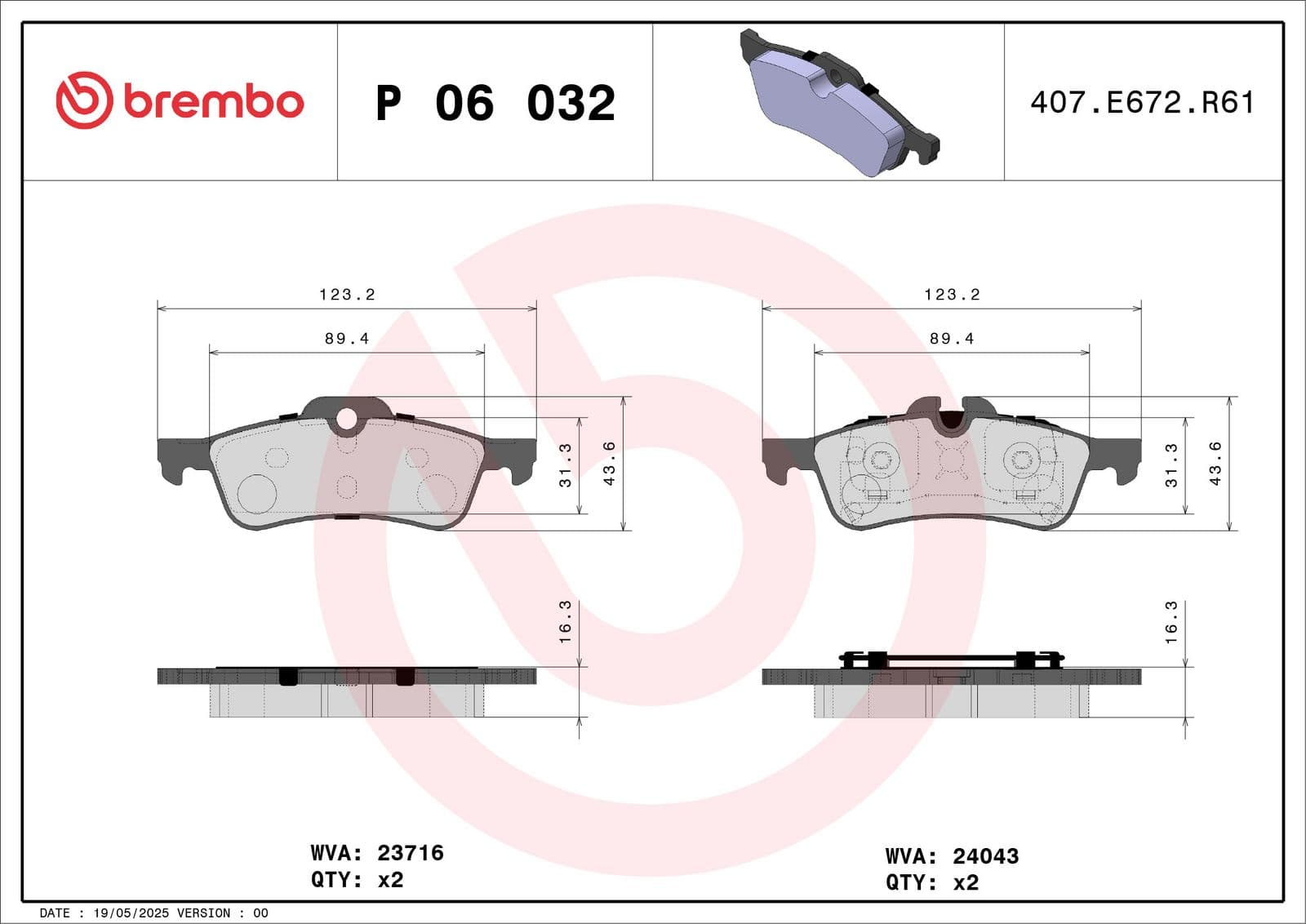 set placute frana,frana disc BREMBO PRIME LINE P 06 032