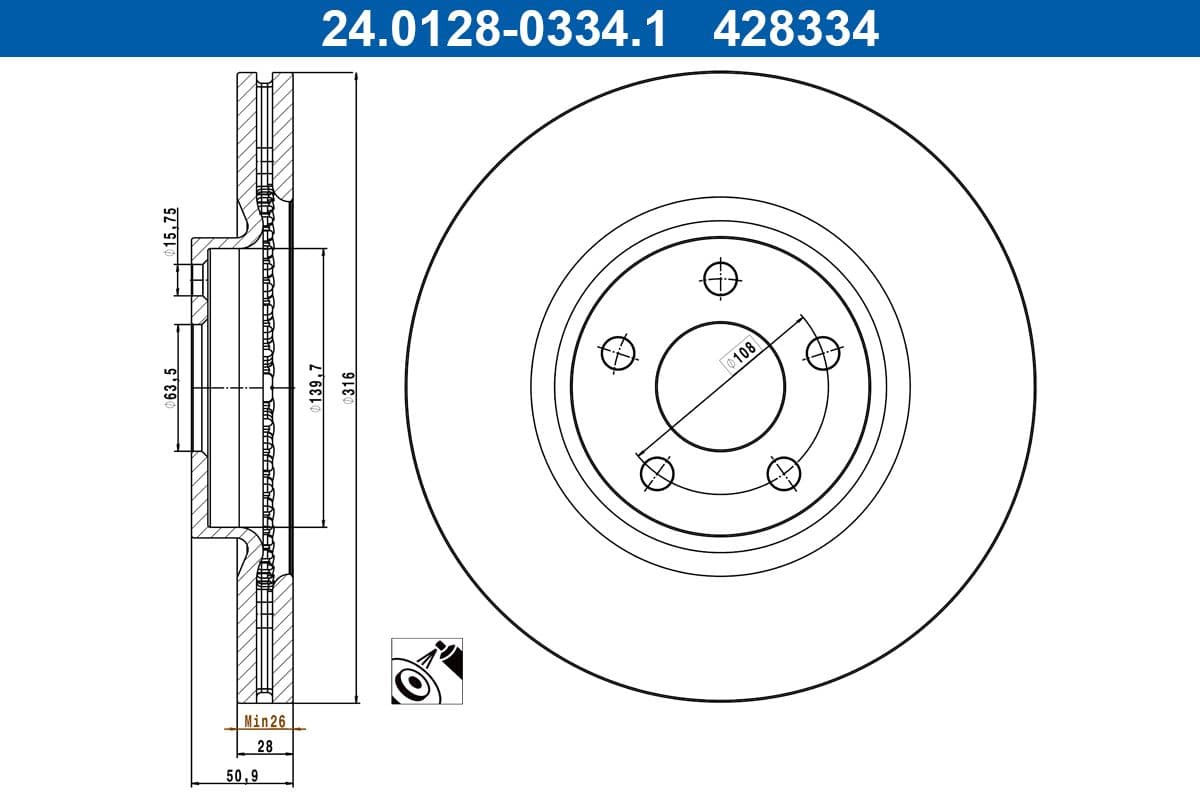 Disc frana ATE 24.0128-0334.1