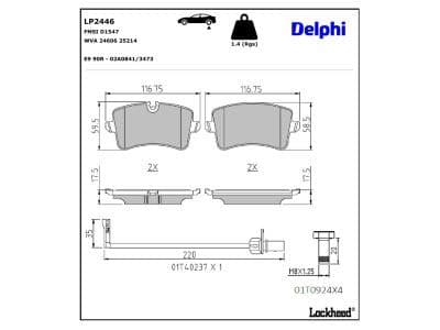 set placute frana,frana disc DELPHI LP2446
