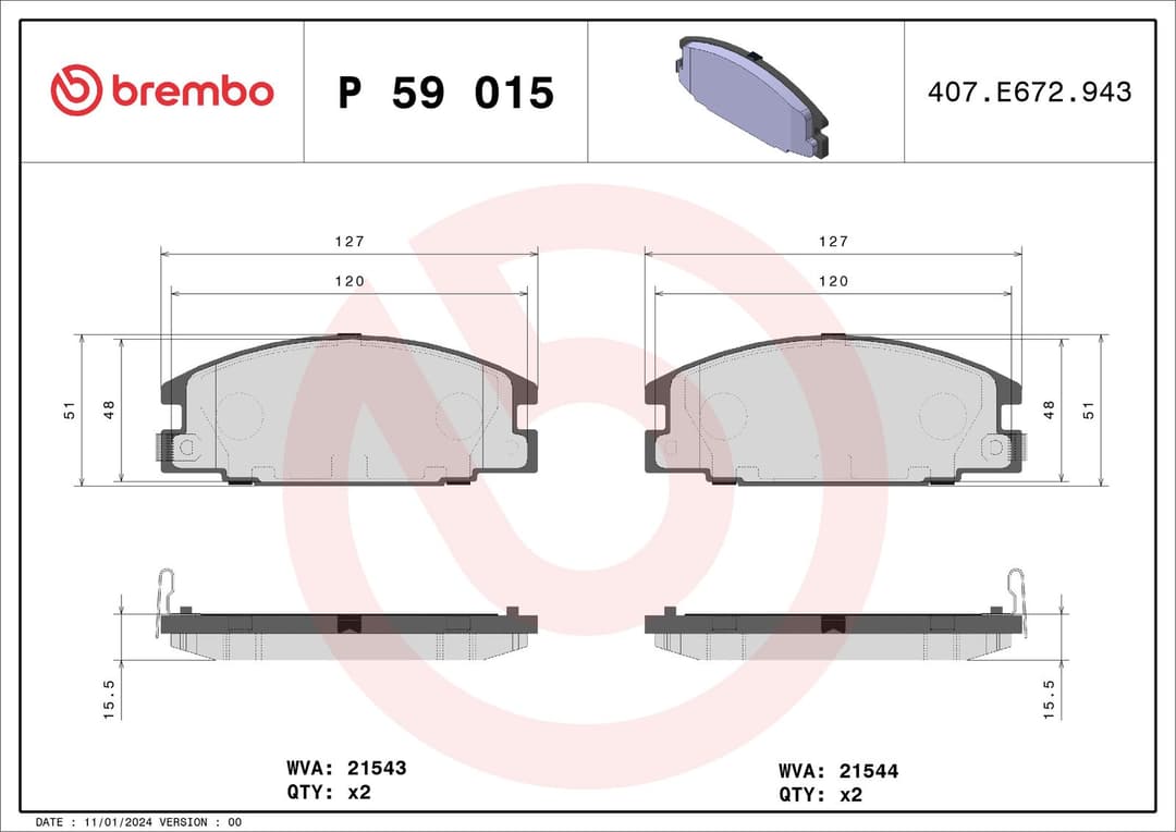 set placute frana,frana disc BREMBO P 59 015