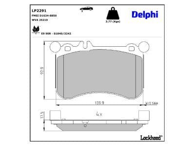 set placute frana,frana disc DELPHI LP2291
