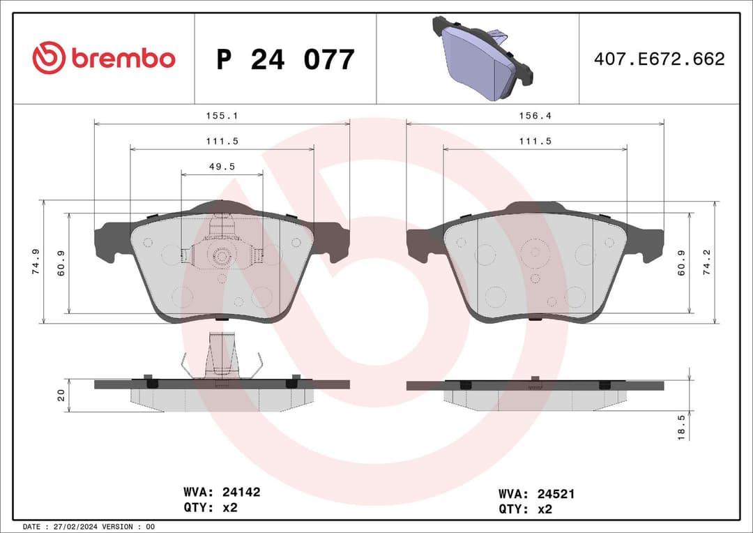 set placute frana,frana disc BREMBO PRIME LINE P 24 077
