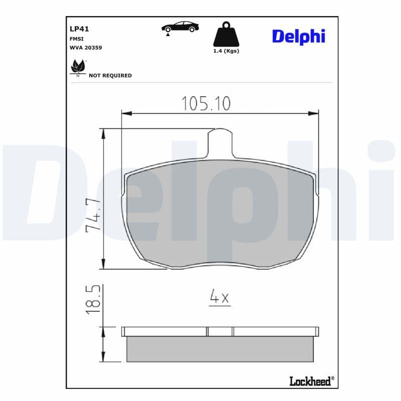set placute frana,frana disc DELPHI LP41