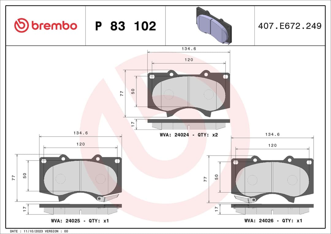 set placute frana,frana disc BREMBO PRIME LINE P 83 102