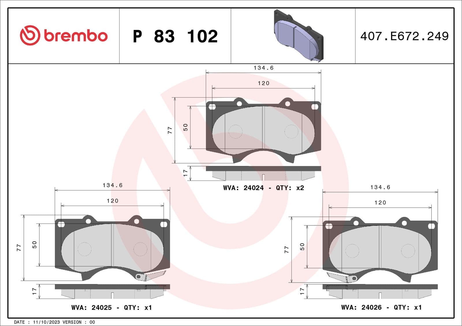 set placute frana,frana disc BREMBO PRIME LINE P 83 102