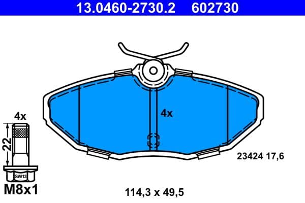 set placute frana,frana disc ATE 13.0460-2730.2