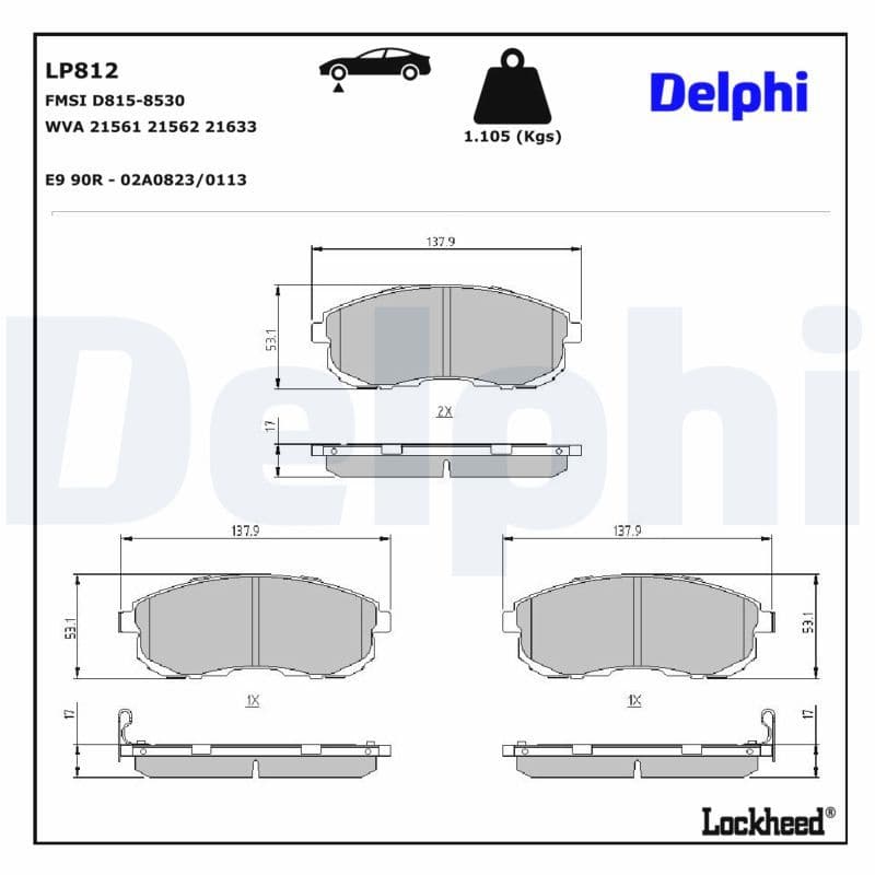 set placute frana,frana disc DELPHI LP812