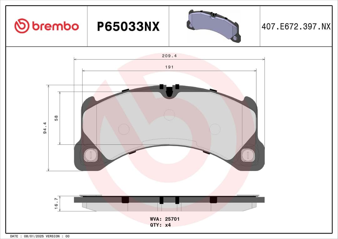 set placute frana,frana disc BREMBO P65033NX