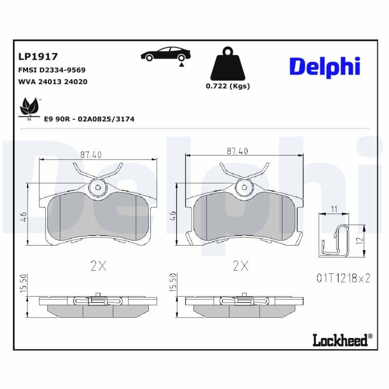 set placute frana,frana disc DELPHI LP1917