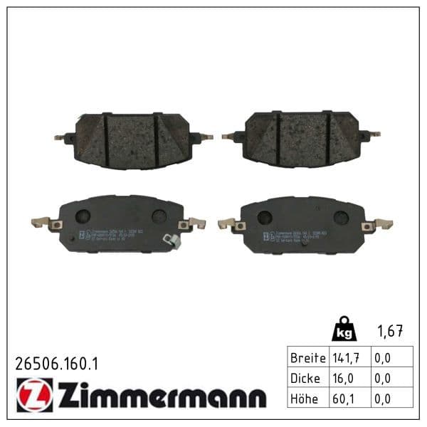 set placute frana,frana disc ZIMMERMANN 26506.160.1
