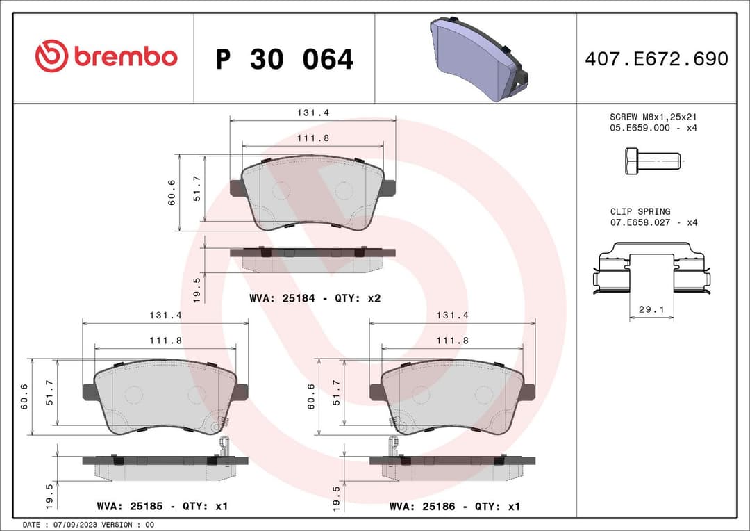 set placute frana,frana disc BREMBO PRIME LINE P 30 064