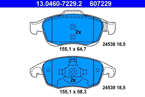 set placute frana,frana disc ATE 13.0460-7229.2