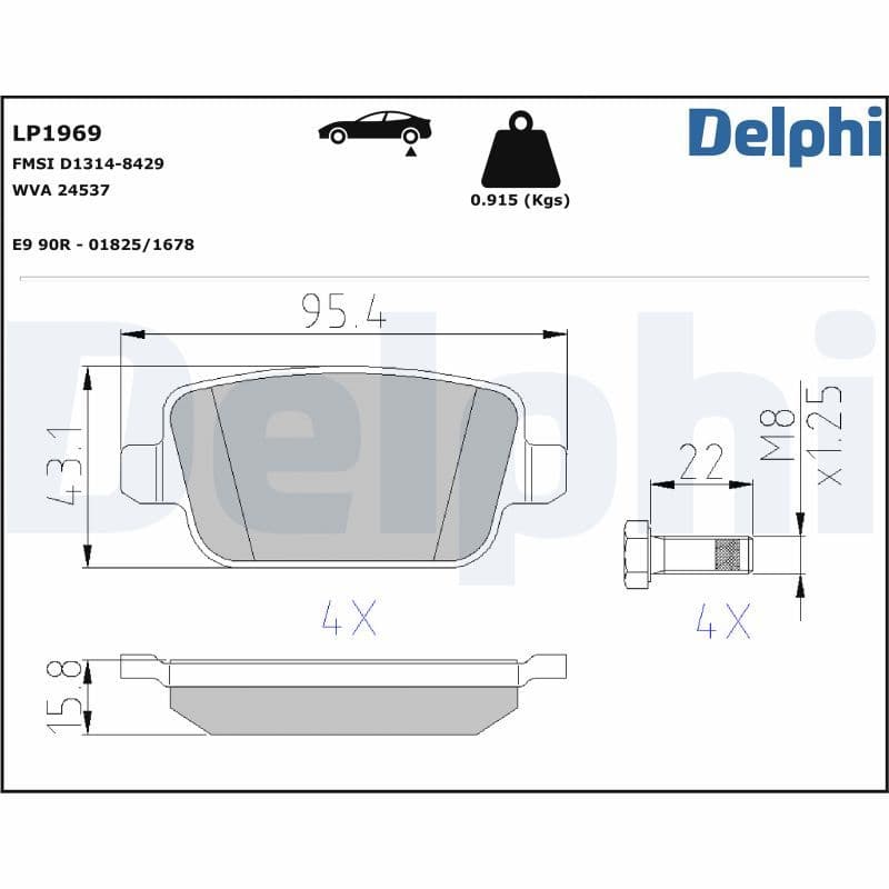 set placute frana,frana disc DELPHI LP1969