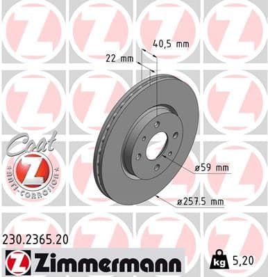 Disc frana ZIMMERMANN 230.2365.20
