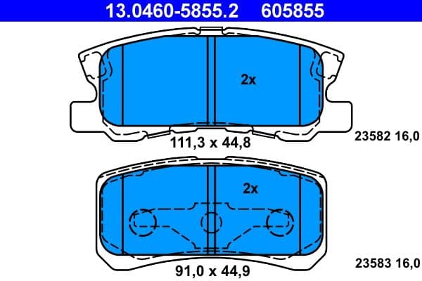 set placute frana,frana disc ATE 13.0460-5855.2