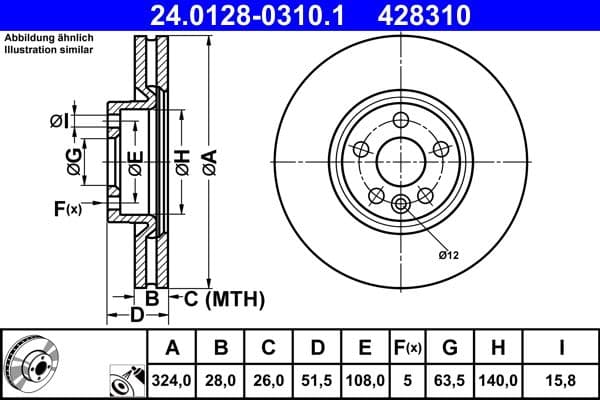 Disc frana ATE 24.0128-0310.1