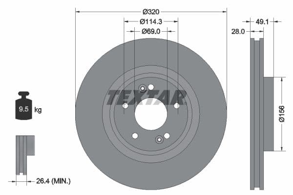 Disc frana TEXTAR PRO 92281803