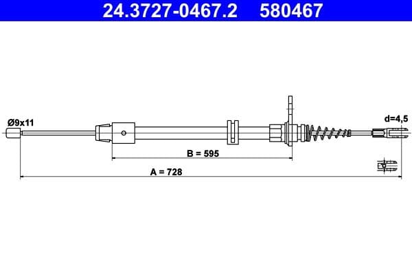 Cablu, frana de parcare ATE 24.3727-0467.2