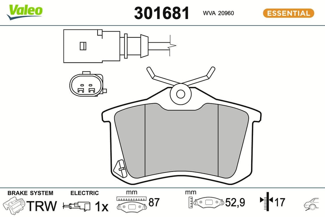 set placute frana,frana disc VALEO ESSENTIAL 301681