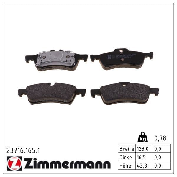 set placute frana,frana disc ZIMMERMANN 23716.165.1