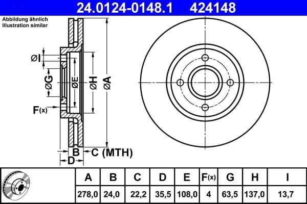 Disc frana ATE 24.0124-0148.1