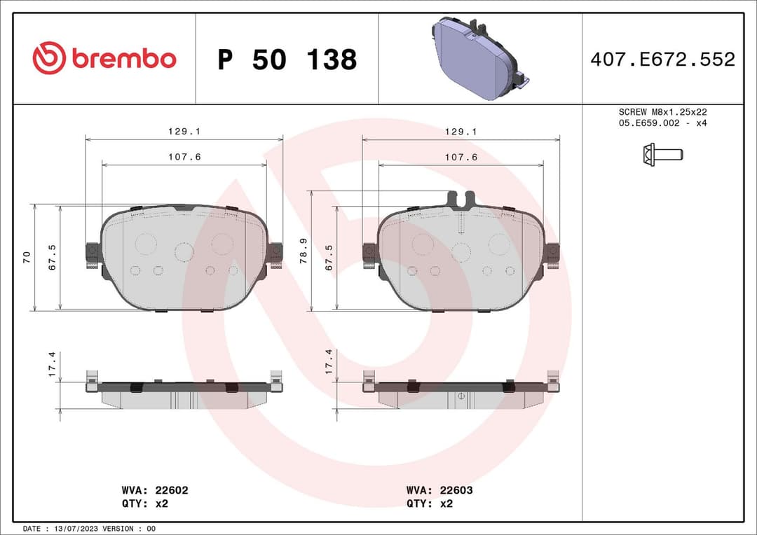 set placute frana,frana disc BREMBO PRIME LINE P 50 138