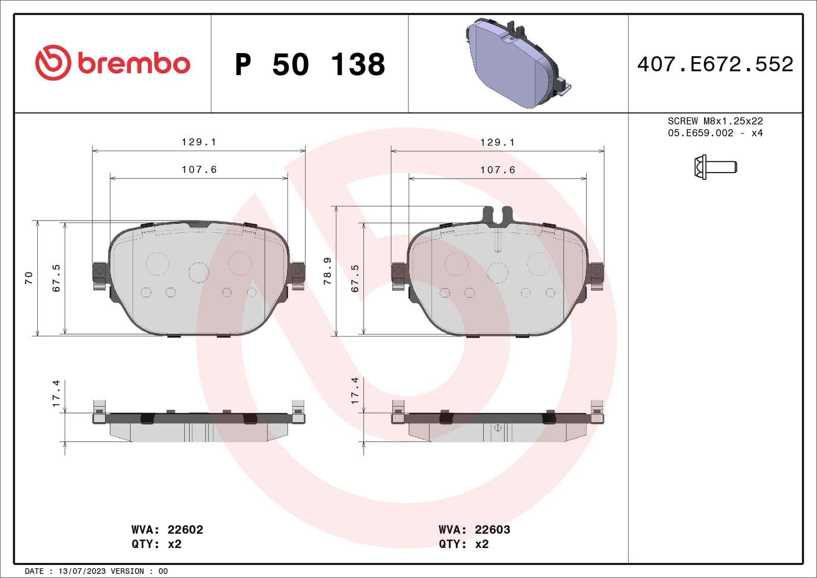 set placute frana,frana disc BREMBO PRIME LINE P 50 138