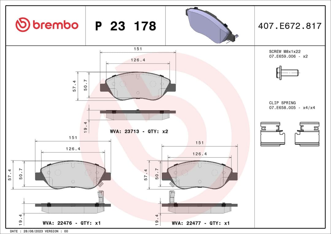 set placute frana,frana disc BREMBO PRIME LINE P 23 178