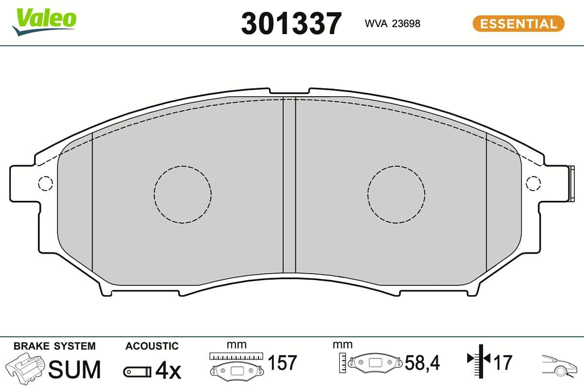 set placute frana,frana disc VALEO ESSENTIAL 301337