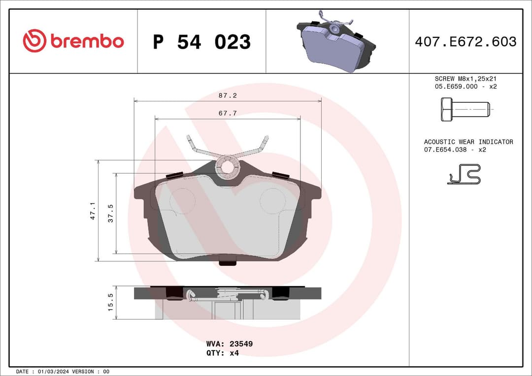 set placute frana,frana disc BREMBO PRIME LINE P 54 023