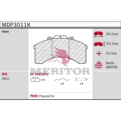 set placute frana,frana disc MERITOR BRAKE PAD KIT MDP3011K