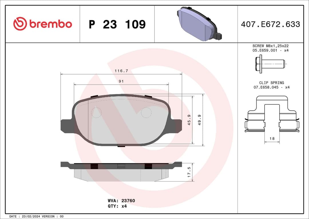 set placute frana,frana disc BREMBO PRIME LINE P 23 109
