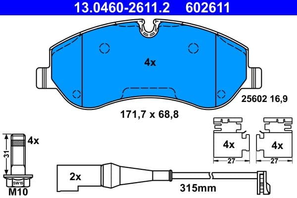 set placute frana,frana disc ATE 13.0460-2611.2
