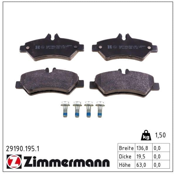 set placute frana,frana disc ZIMMERMANN 29190.195.1