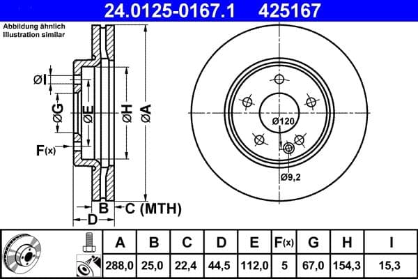 Disc frana ATE 24.0125-0167.1