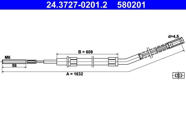 Cablu, frana de parcare ATE 24.3727-0201.2