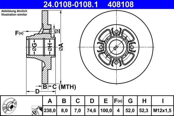 Disc frana ATE 24.0108-0108.1