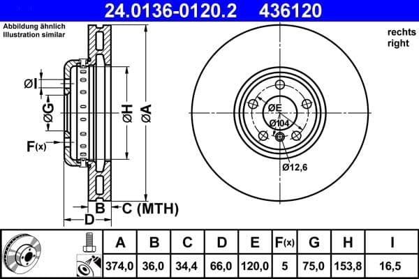 Disc frana ATE 24.0136-0120.2