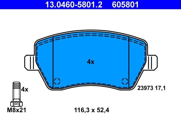 set placute frana,frana disc ATE 13.0460-5801.2